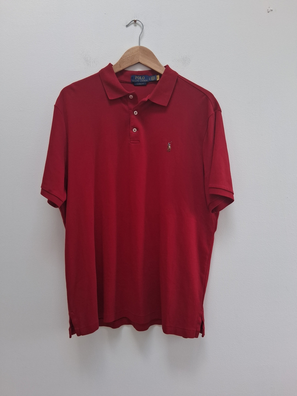 Ralph Lauren Men’s Classic Fit Red Polo with Embroidered Pony Logo Large Classic